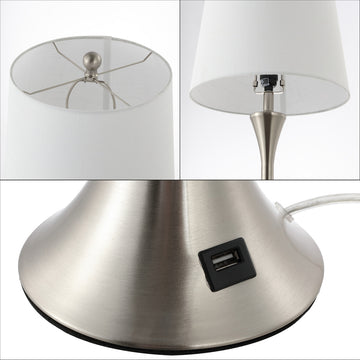 Bennett 22.75" Modern Glam Iron Hourglass LED Table Lamp with USB Charging Port - JONATHAN Y